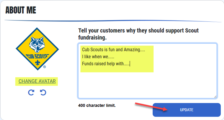 Scout Page Setup Step 2